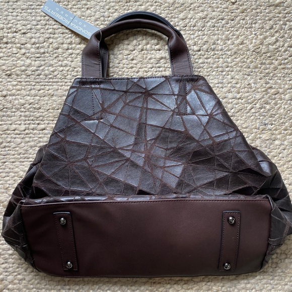 Anthropologie Sondra Roberts Geo Tote NWT Brown - Picture 3 of 5
